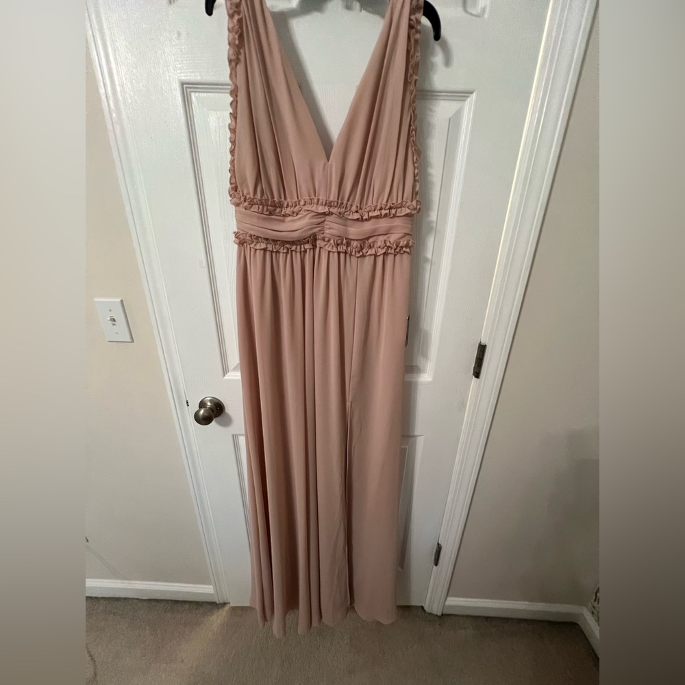 Lulu's Soft Pink Ruffle Maxi Dress
